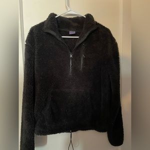 Sherpa plush quarter zip pullover